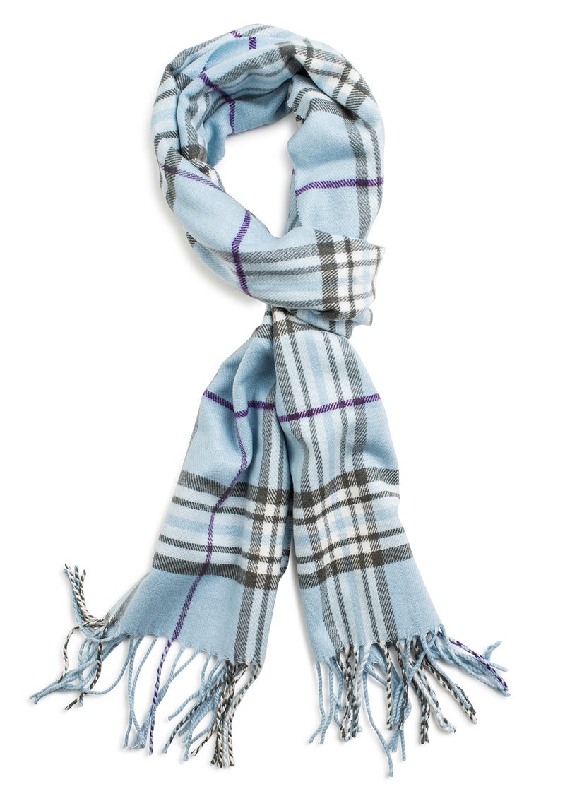 VERONZ Soft Classic Cashmere Feel Winter Scarf, Blue Plaid
